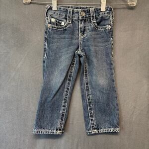 True Religion 2T Jeans Adjustable Waist Streetwear Thick Stitch Hip Hop Straight